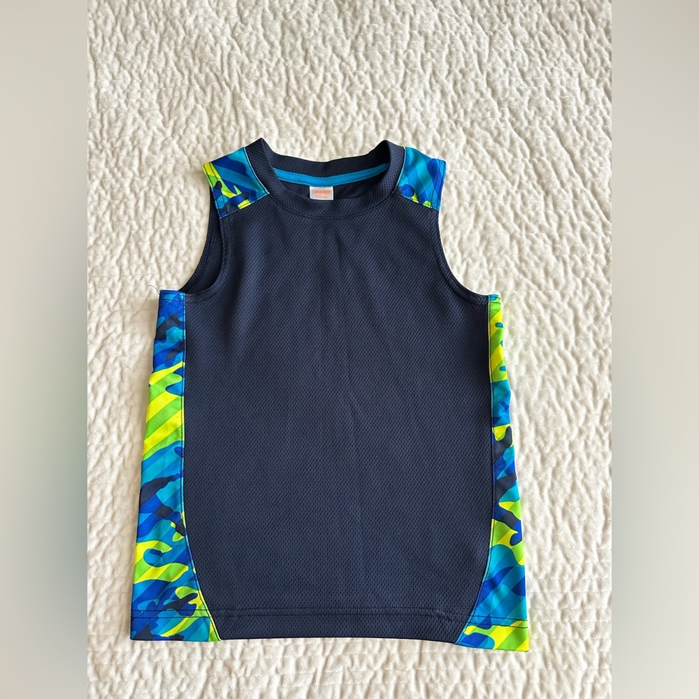 Gymboree Boys Athletic Blue Green Camo Tank Top Size Small 5-6